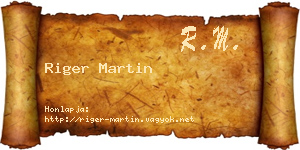 Riger Martin névjegykártya